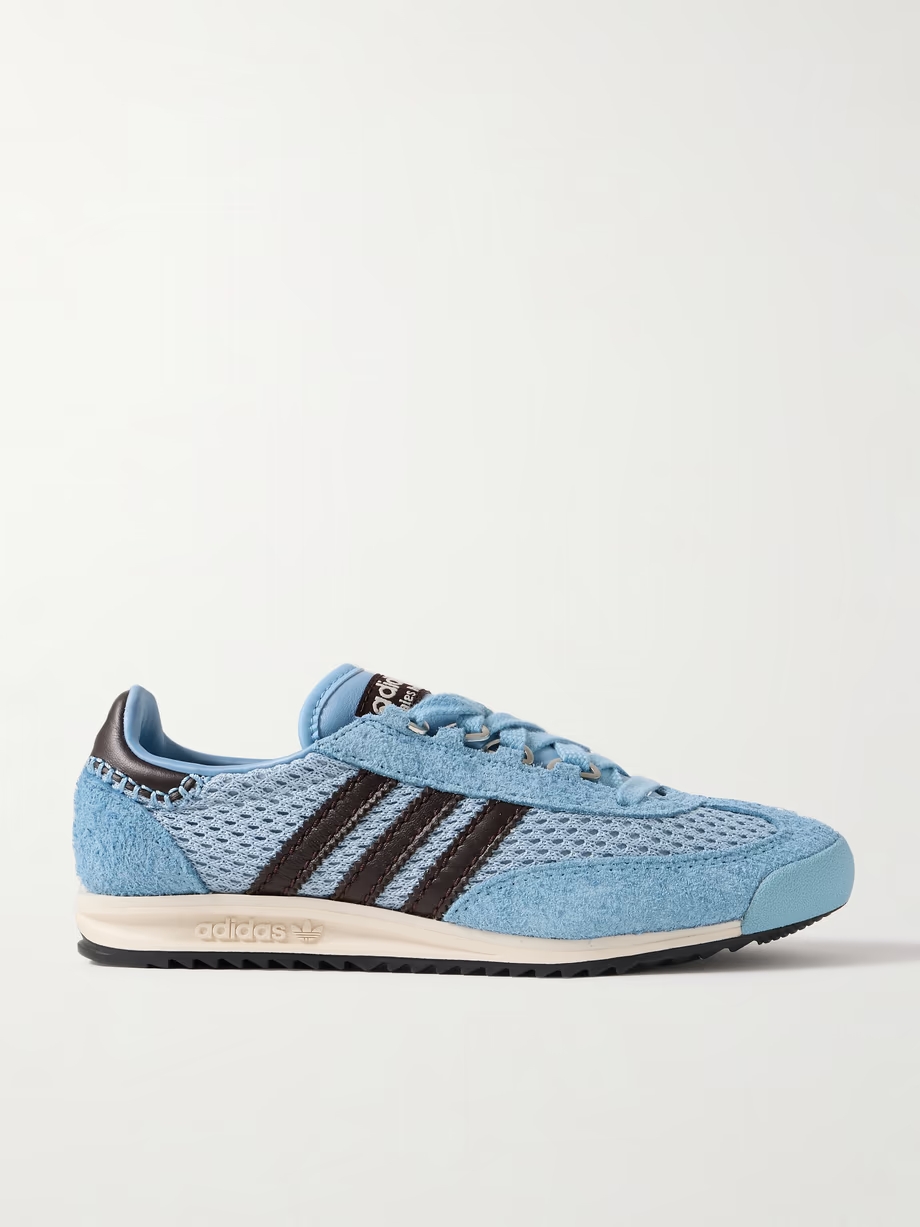 + Wales Bonner SL76 leather-trimmed brushed-suede and mesh sneakers + Wales Bonner SL76 leather-trimmed brushed-suede and mesh sneakers