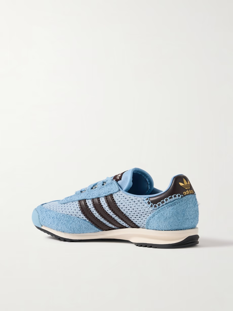 + Wales Bonner SL76 leather-trimmed brushed-suede and mesh sneakers + Wales Bonner SL76 leather-trimmed brushed-suede and mesh sneakers