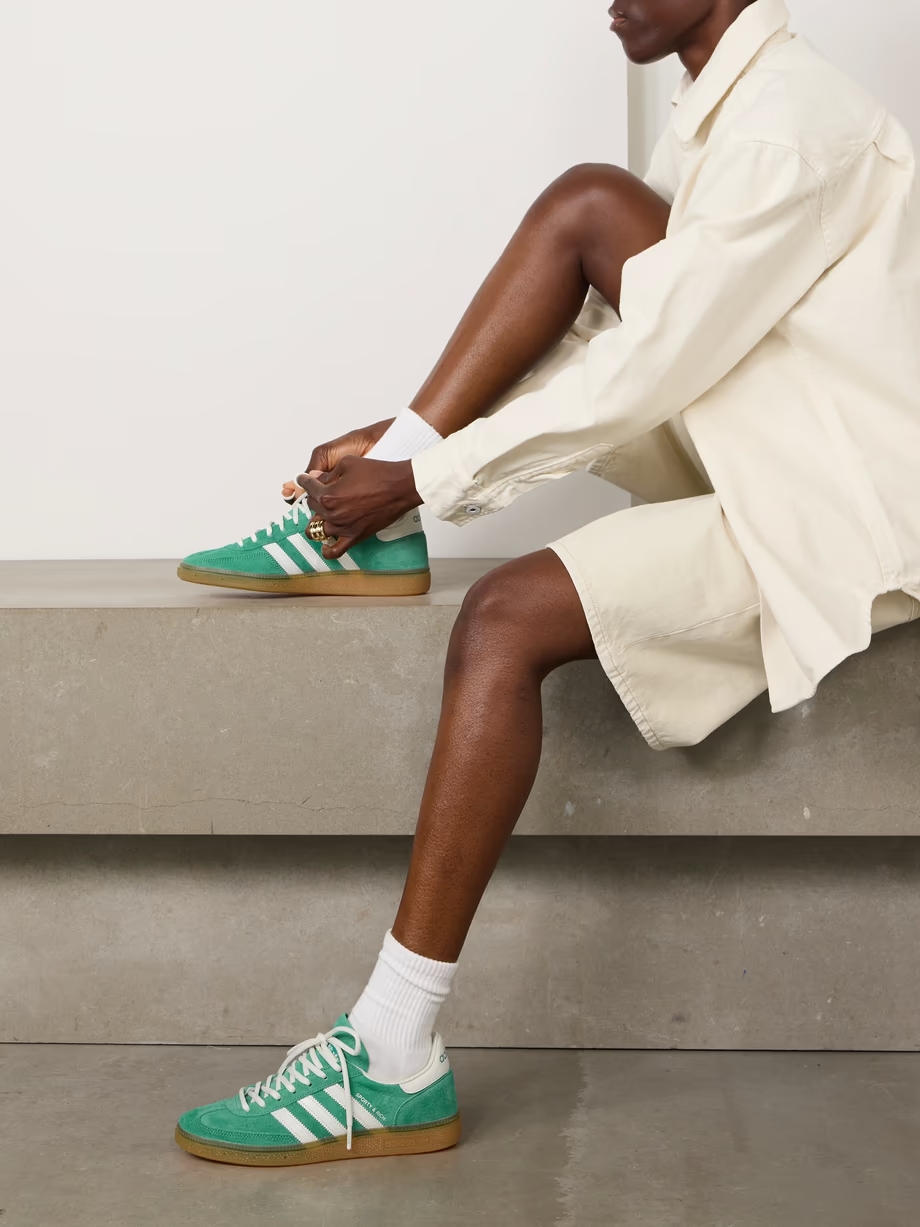 + Sporty & Rich Handball Spezial leather-trimmed suede sneakers + Sporty & Rich Handball Spezial leather-trimmed suede sneakers