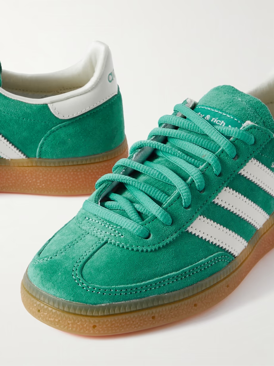 + Sporty & Rich Handball Spezial leather-trimmed suede sneakers + Sporty & Rich Handball Spezial leather-trimmed suede sneakers