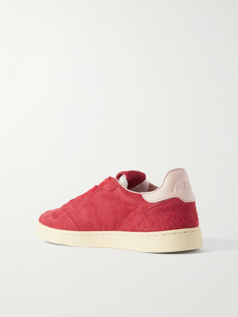 Flat Low leather-trimmed suede sneakers Flat Low leather-trimmed suede sneakers