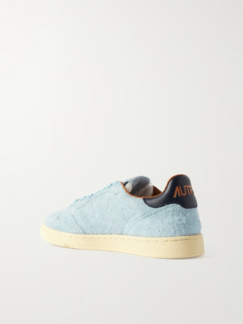 Flat Low leather-trimmed suede sneakers Flat Low leather-trimmed suede sneakers