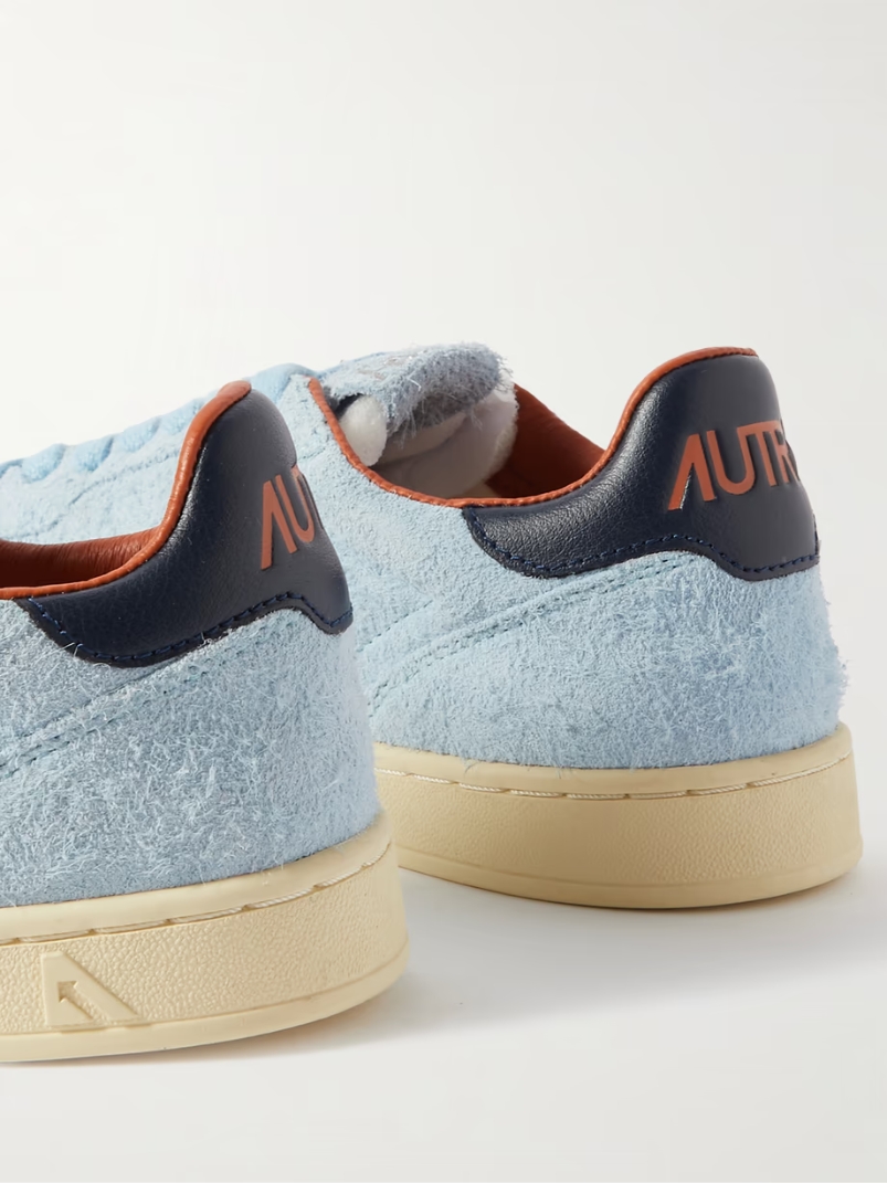 Flat Low leather-trimmed suede sneakers Flat Low leather-trimmed suede sneakers