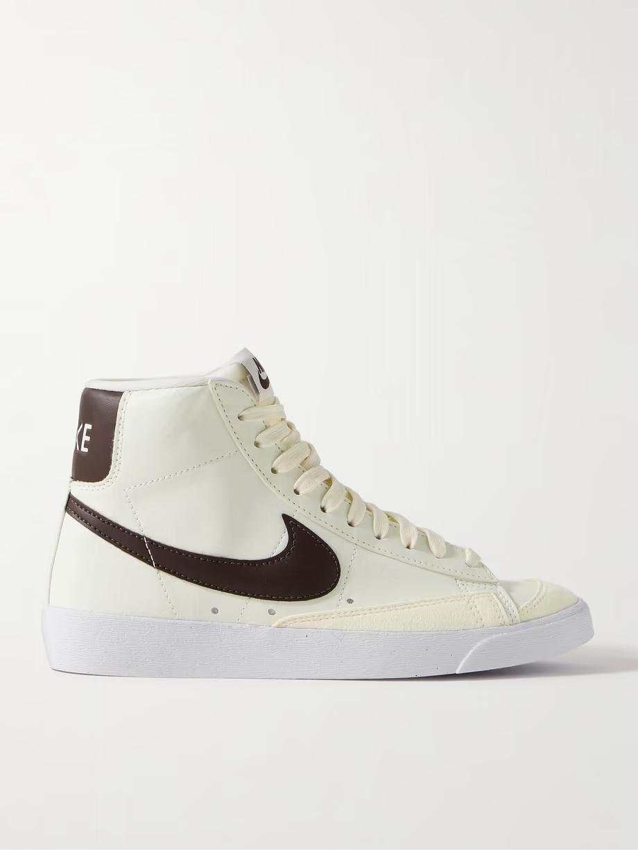 Blazer Mid \'77 Vintage suede and leather-trimmed crinkled-nubuck high-top sneakers Blazer Mid \'77 Vintage suede and leather-trimmed crinkled-nubuck high-top sneakers