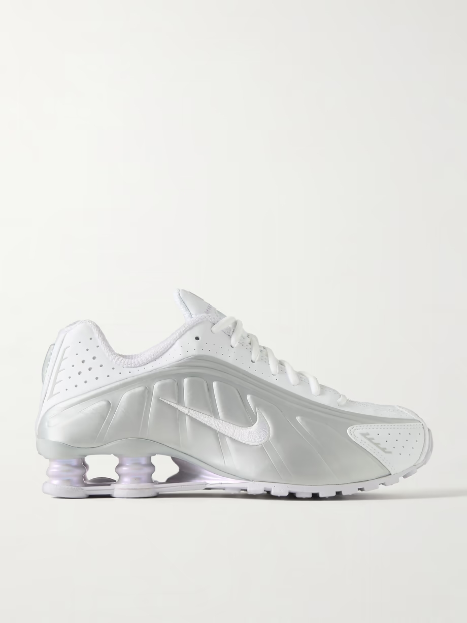 Shox R4 metallic leather and mesh sneakers Shox R4 metallic leather and mesh sneakers