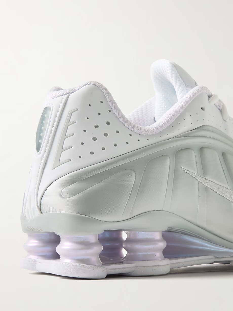 Shox R4 metallic leather and mesh sneakers Shox R4 metallic leather and mesh sneakers