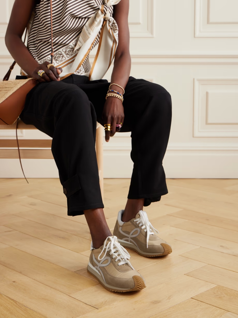 + Paula\'s Ibiza Flow logo-appliquéd shell, suede and leather sneakers + Paula\'s Ibiza Flow logo-appliquéd shell, suede and leather sneakers