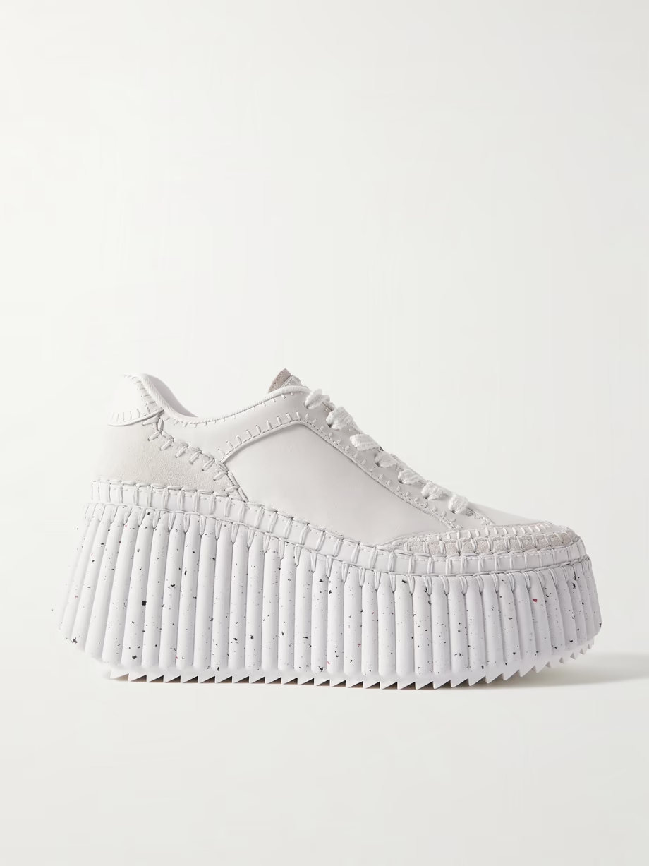 Nama suede-trimmed leather platform sneakers Nama suede-trimmed leather platform sneakers