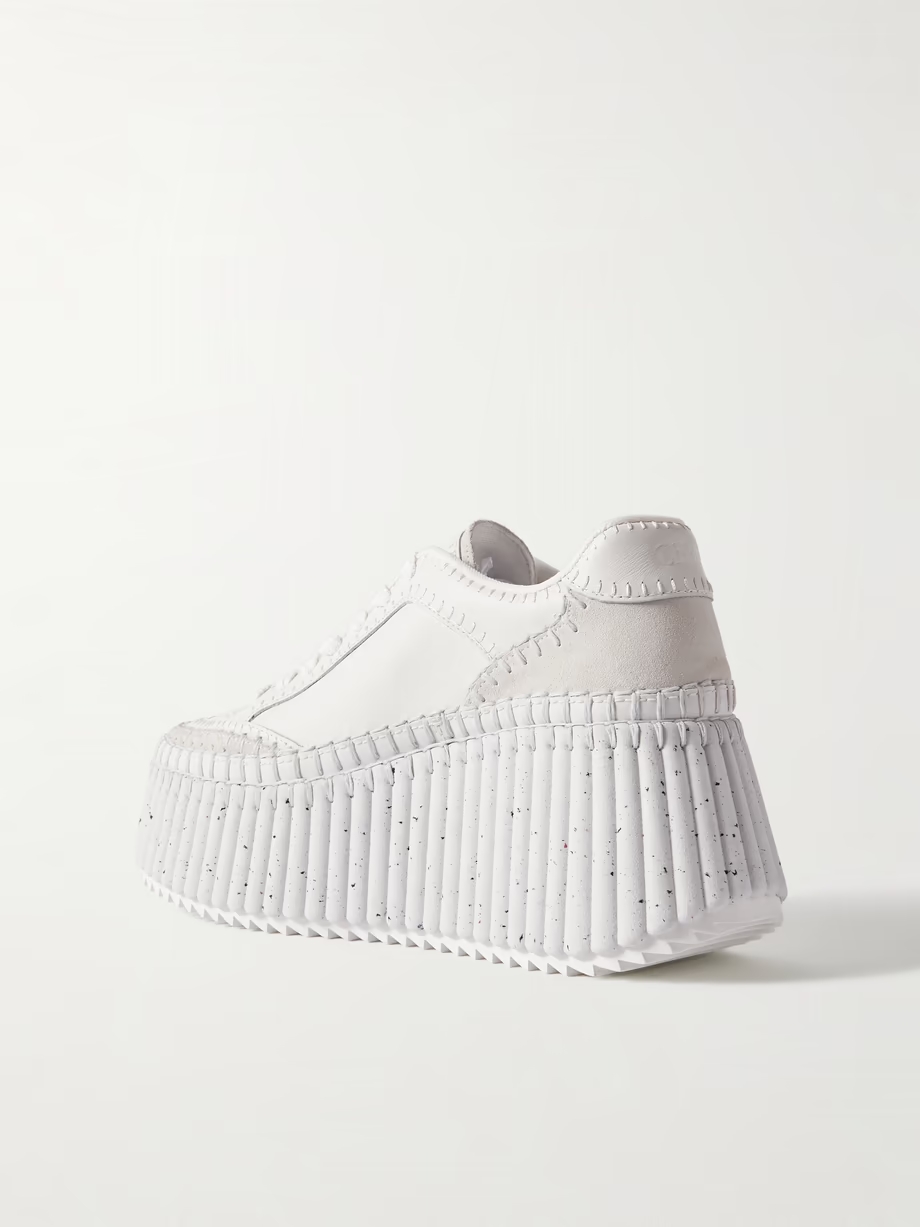 Nama suede-trimmed leather platform sneakers Nama suede-trimmed leather platform sneakers