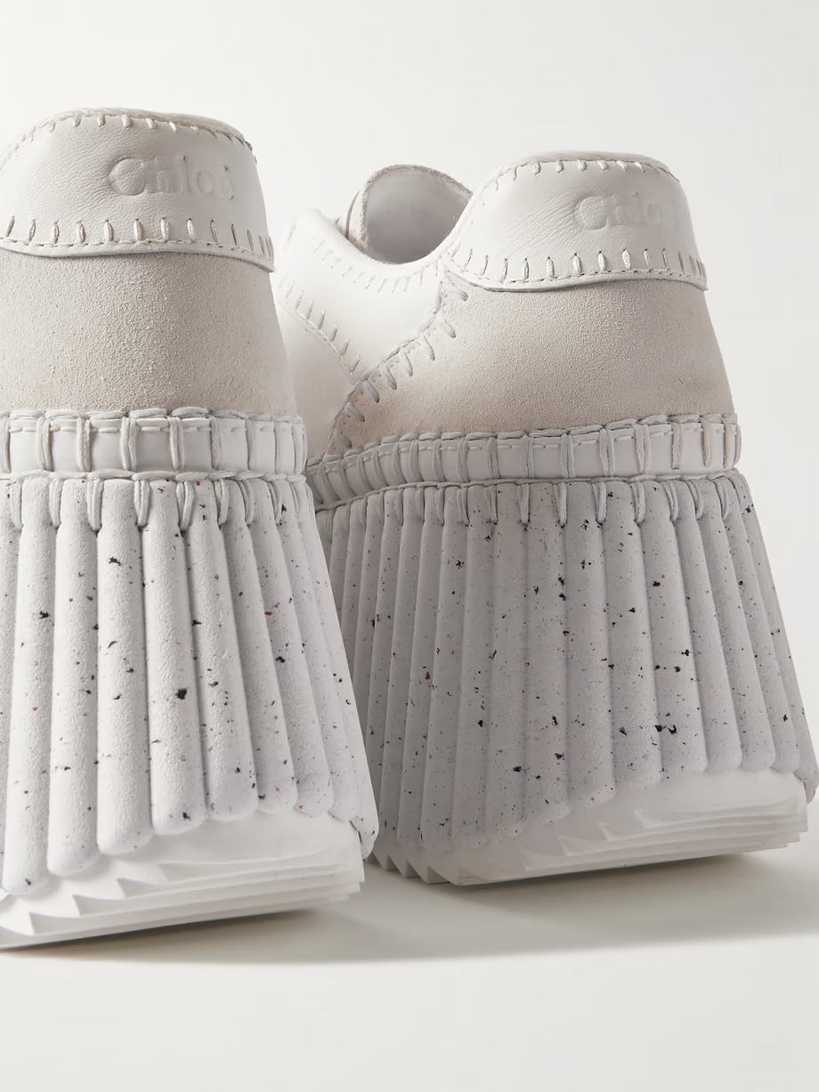 Nama suede-trimmed leather platform sneakers Nama suede-trimmed leather platform sneakers