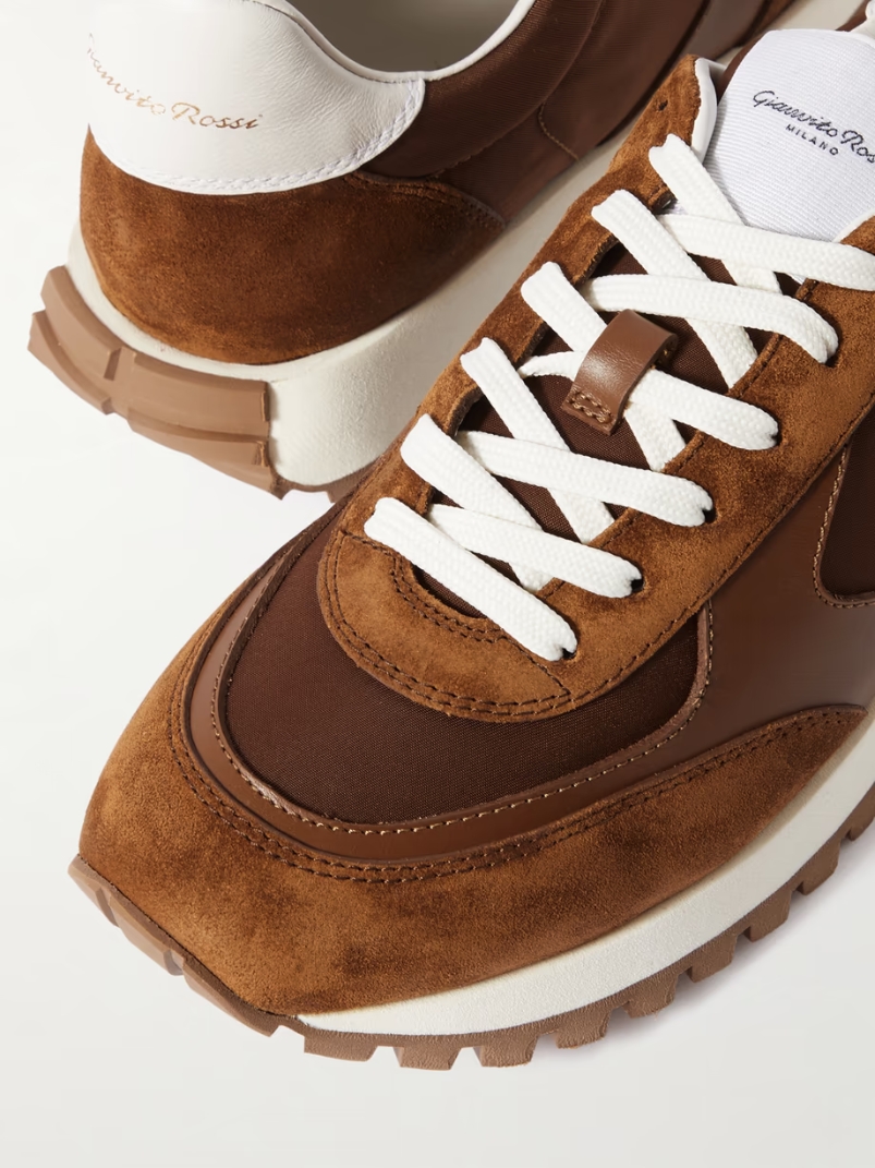 Gravel suede, leather and shell sneakers Gravel suede, leather and shell sneakers