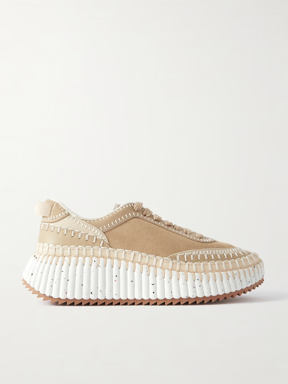 Nama embroidered suede and recycled-mesh sneakers Nama embroidered suede and recycled-mesh sneakers