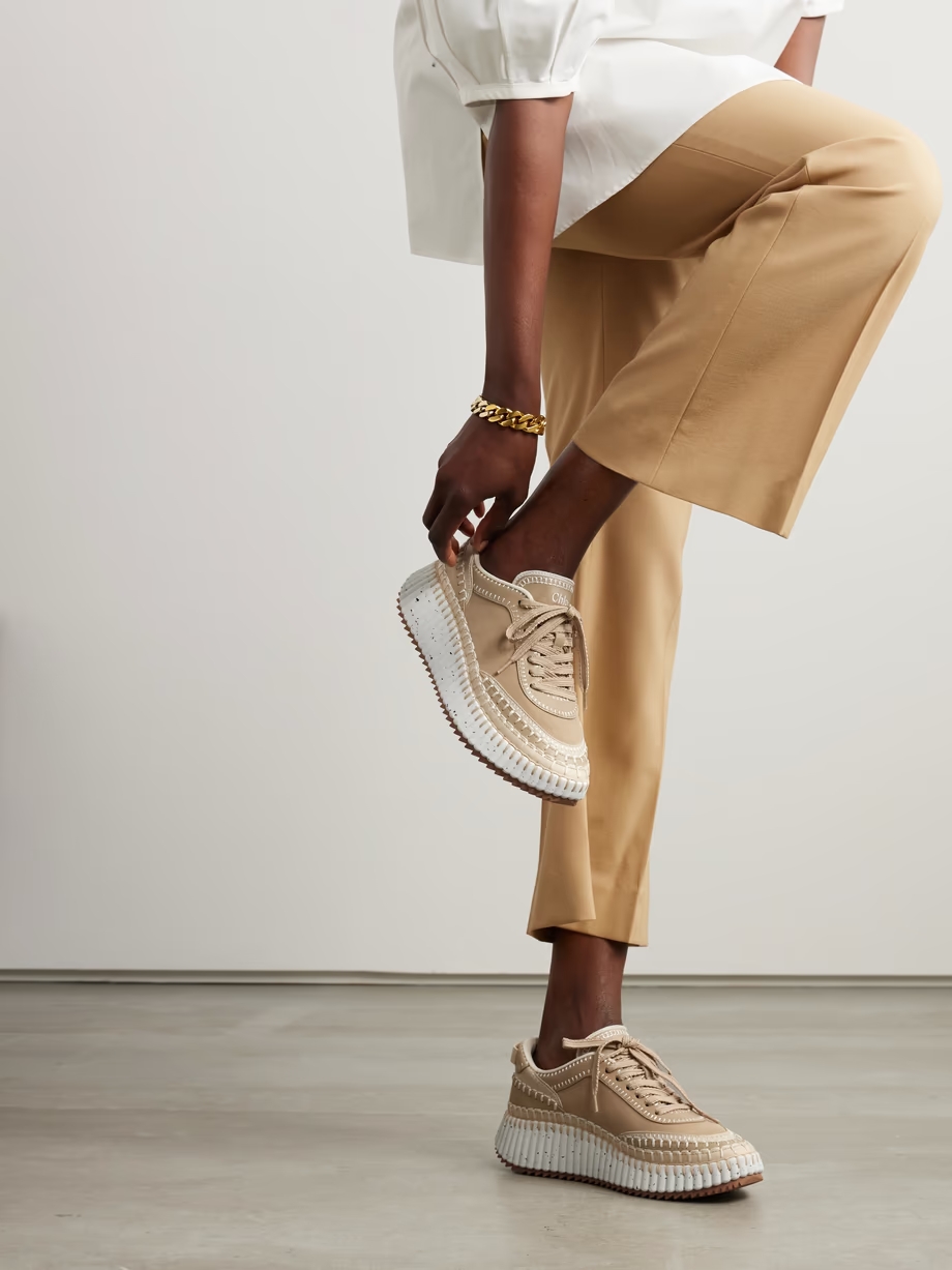 Nama embroidered suede and recycled-mesh sneakers Nama embroidered suede and recycled-mesh sneakers
