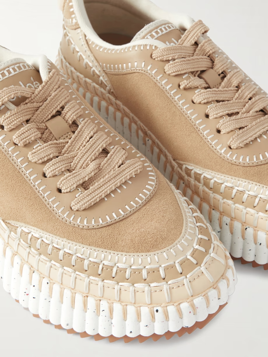 Nama embroidered suede and recycled-mesh sneakers Nama embroidered suede and recycled-mesh sneakers