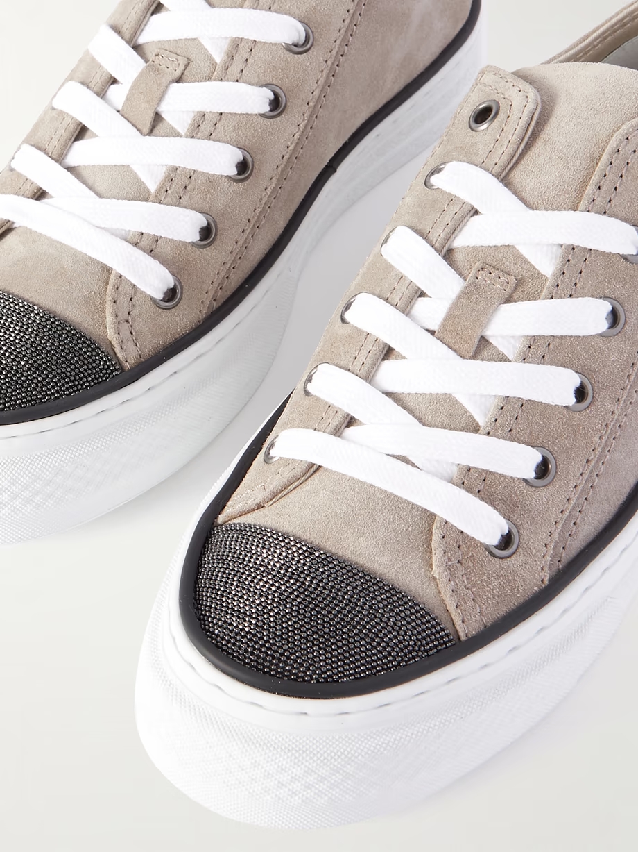 Bead-embellished suede sneakers Bead-embellished suede sneakers