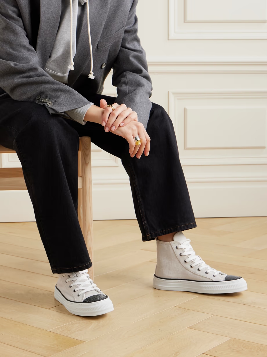 Bead-embellished canvas sneakers Bead-embellished canvas sneakers
