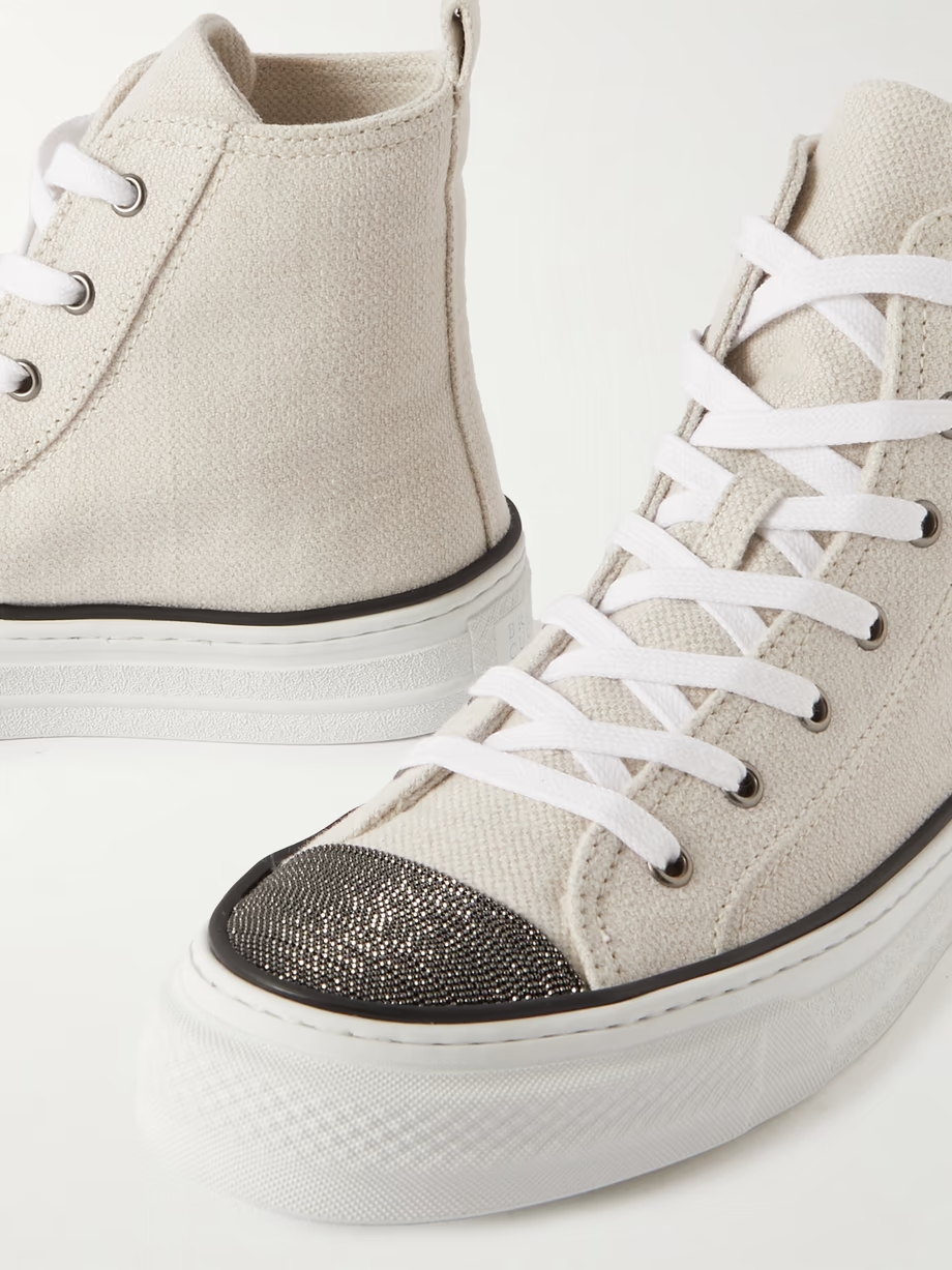 Bead-embellished canvas sneakers Bead-embellished canvas sneakers