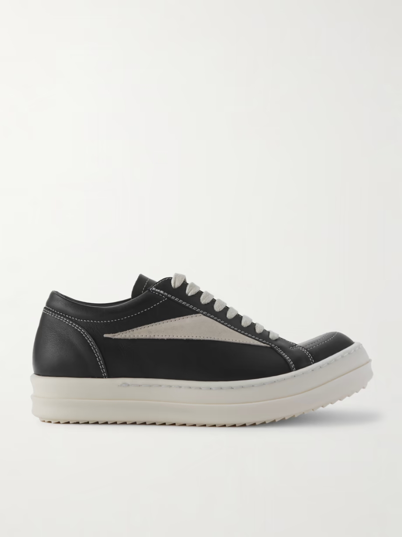 Vintage suede-trimmed leather sneakers Vintage suede-trimmed leather sneakers