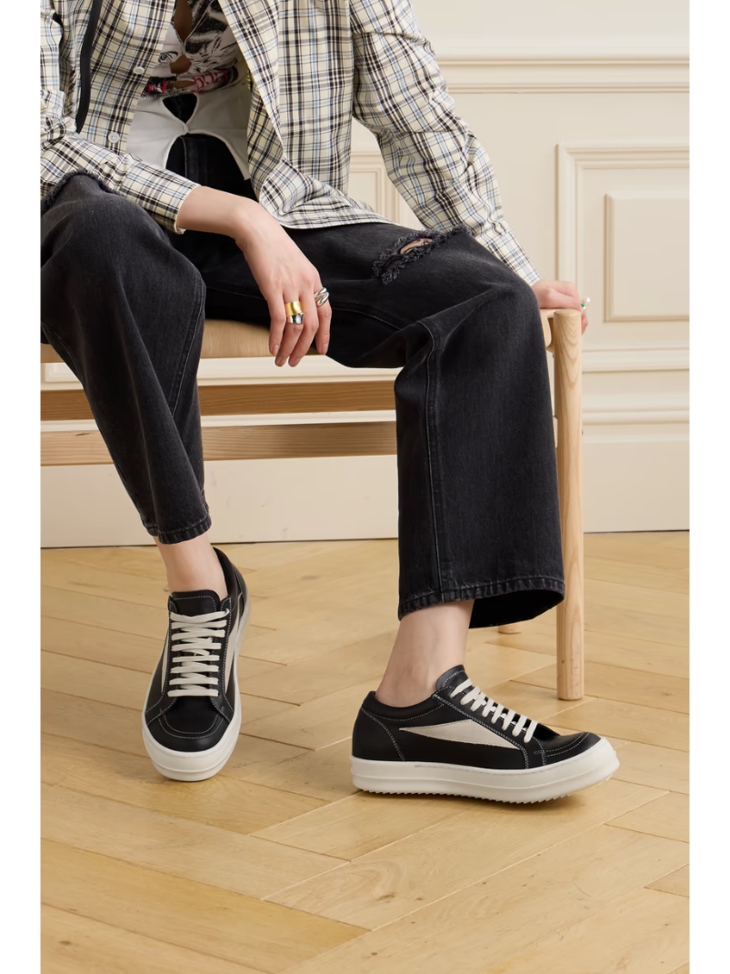 Vintage suede-trimmed leather sneakers Vintage suede-trimmed leather sneakers