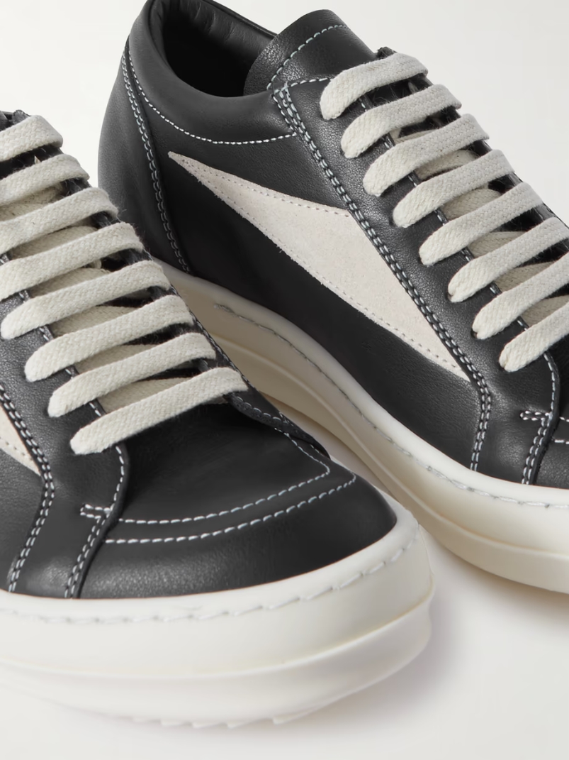 Vintage suede-trimmed leather sneakers Vintage suede-trimmed leather sneakers
