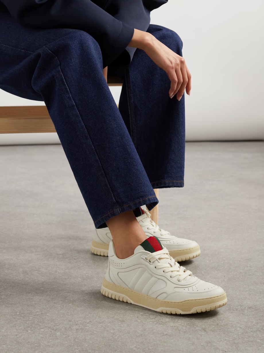Re-Web grosgrain-trimmed leather sneakers Re-Web grosgrain-trimmed leather sneakers