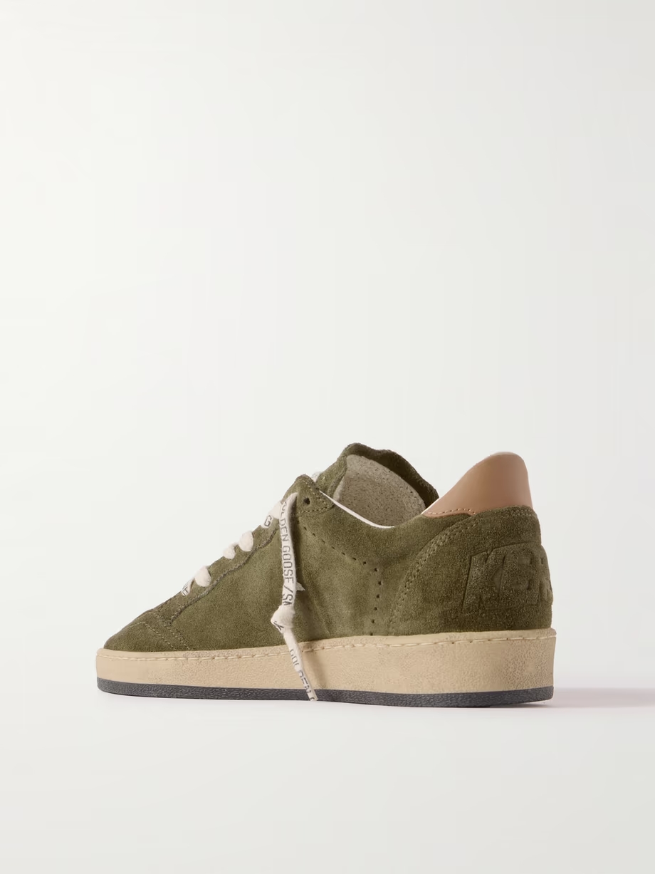 Ball Star glittered leather-trimmed suede sneakers Ball Star glittered leather-trimmed suede sneakers