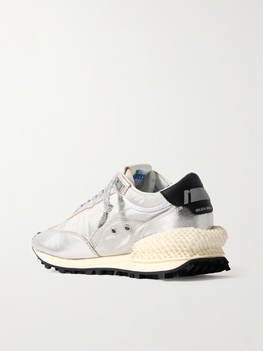 Running Marathon metallic rubber and leather-trimmed ripstop sneakers Running Marathon metallic rubber and leather-trimmed ripstop sneakers