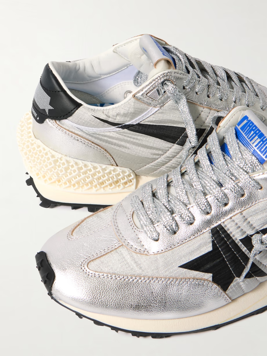 Running Marathon metallic rubber and leather-trimmed ripstop sneakers Running Marathon metallic rubber and leather-trimmed ripstop sneakers