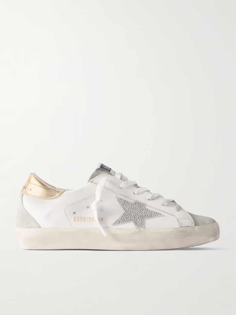 Super-Star embellished distressed suede and leather sneakers Super-Star embellished distressed suede and leather sneakers
