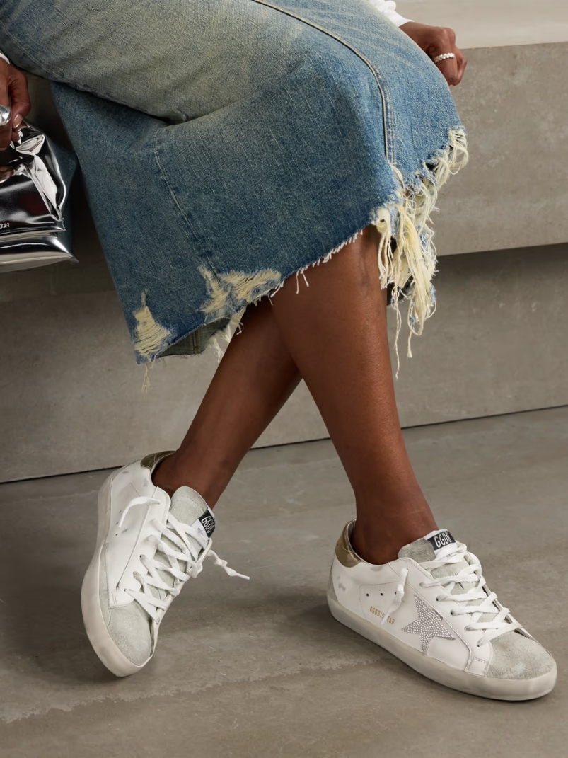 Super-Star embellished distressed suede and leather sneakers Super-Star embellished distressed suede and leather sneakers