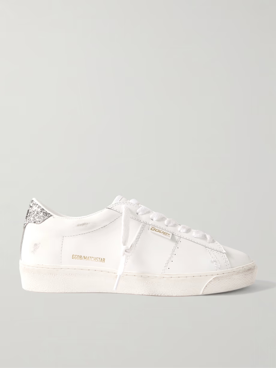 Matchstar distressed glittered leather sneakers Matchstar distressed glittered leather sneakers