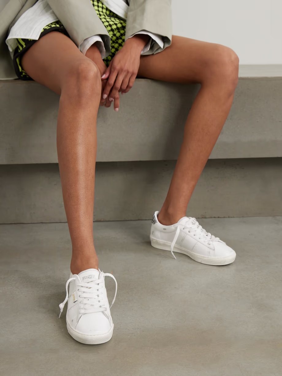 Matchstar distressed glittered leather sneakers Matchstar distressed glittered leather sneakers