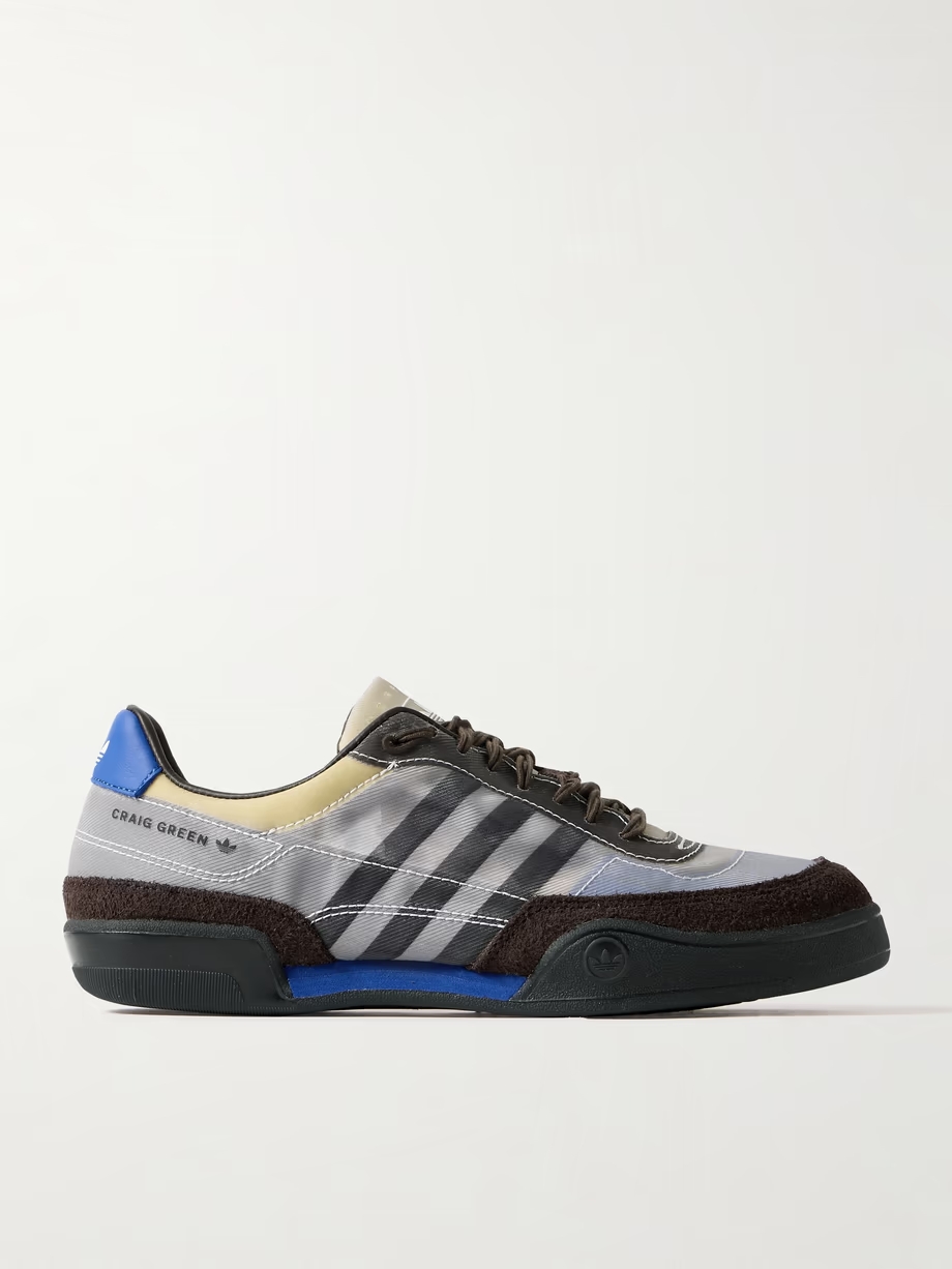 + Craig Green Squash Polta AKH printed mesh, suede and leather sneakers + Craig Green Squash Polta AKH printed mesh, suede and leather sneakers