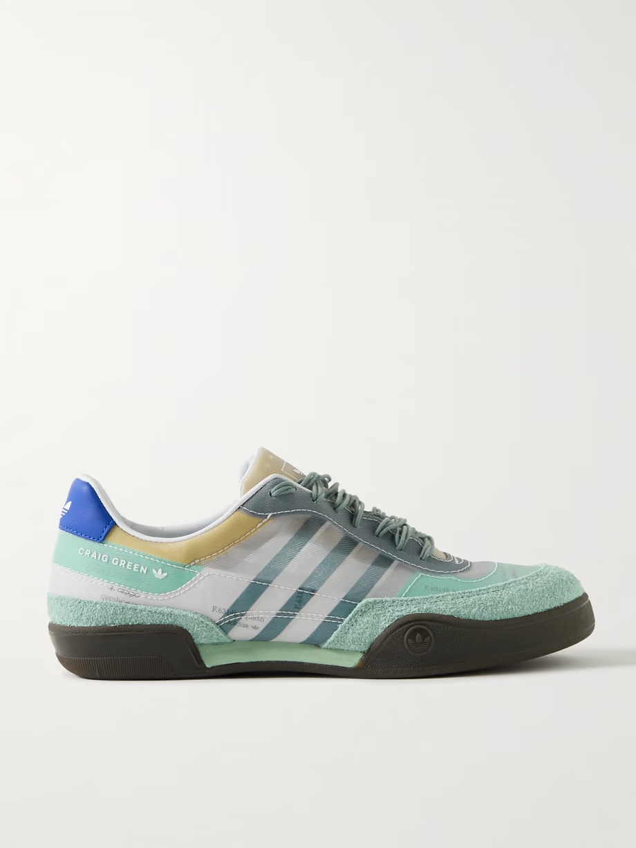 + Craig Green Squash Polta AKH printed mesh, suede and leather sneakers + Craig Green Squash Polta AKH printed mesh, suede and leather sneakers