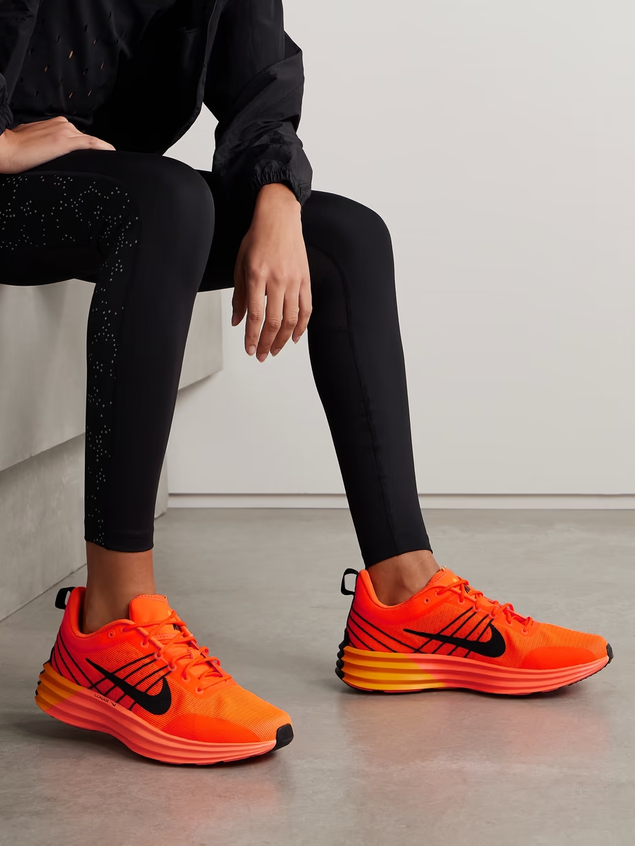 Lunar Roam rubber-trimmed neon mesh sneakers Lunar Roam rubber-trimmed neon mesh sneakers