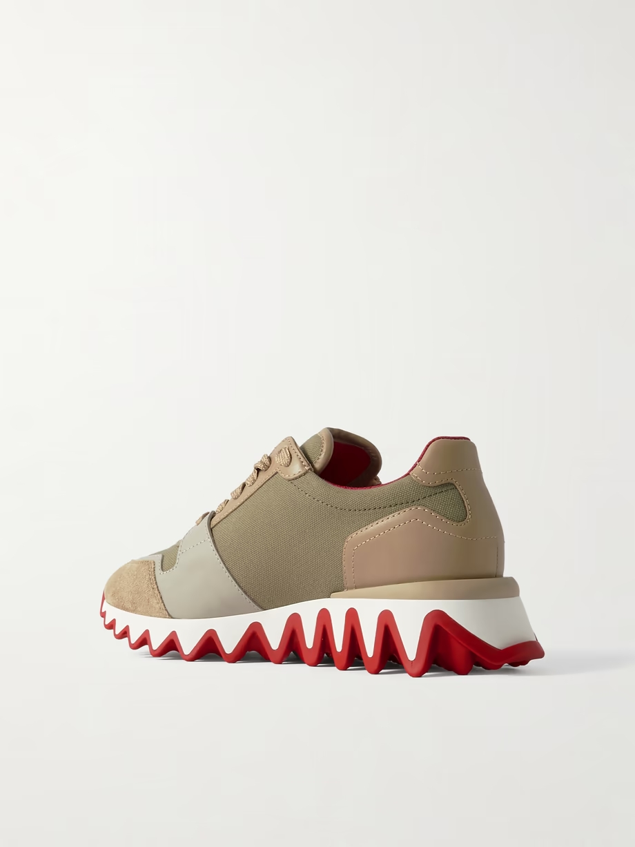 Nastroshark 40 embroidered grosgrain-trimmed suede, canvas and leather sneakers Nastroshark 40 embroidered grosgrain-trimmed suede, canvas and leather sneakers