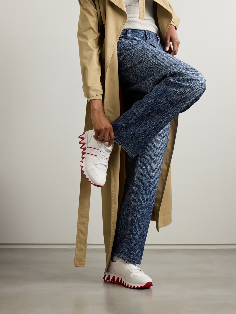 Nastroshark 40 embroidered grosgrain-trimmed canvas and leather sneakers Nastroshark 40 embroidered grosgrain-trimmed canvas and leather sneakers