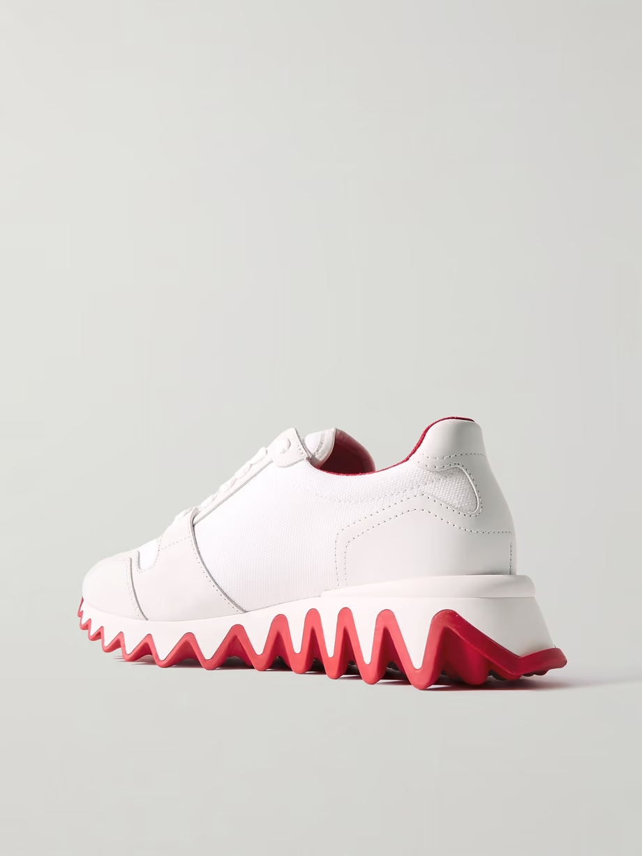 Nastroshark 40 embroidered grosgrain-trimmed canvas and leather sneakers Nastroshark 40 embroidered grosgrain-trimmed canvas and leather sneakers