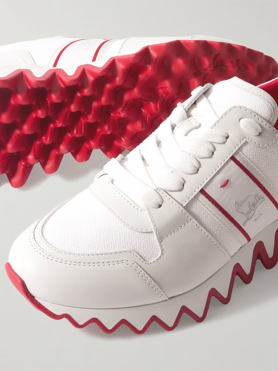 Nastroshark 40 embroidered grosgrain-trimmed canvas and leather sneakers Nastroshark 40 embroidered grosgrain-trimmed canvas and leather sneakers