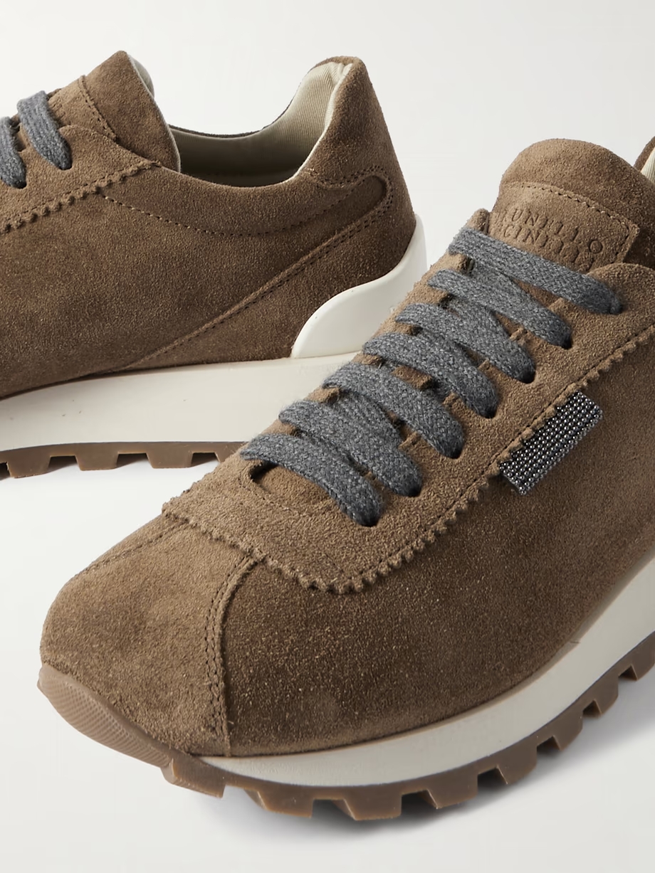 Bead-embellished suede sneakers Bead-embellished suede sneakers