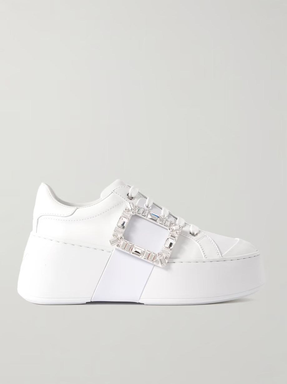 Viv Skate High crystal-embellished rubber-trimmed leather sneakers Viv Skate High crystal-embellished rubber-trimmed leather sneakers