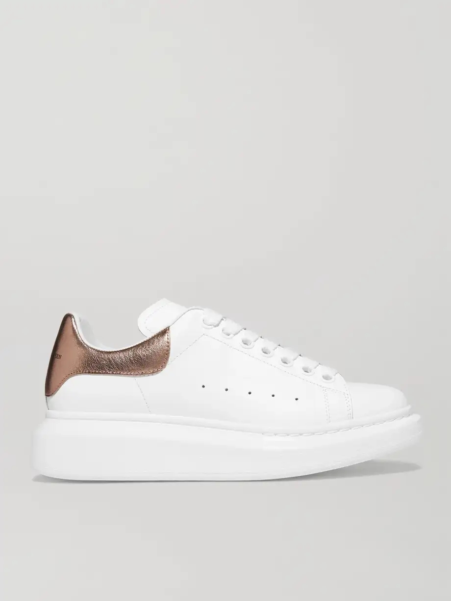 Metallic-trimmed leather exaggerated-sole sneakers Metallic-trimmed leather exaggerated-sole sneakers