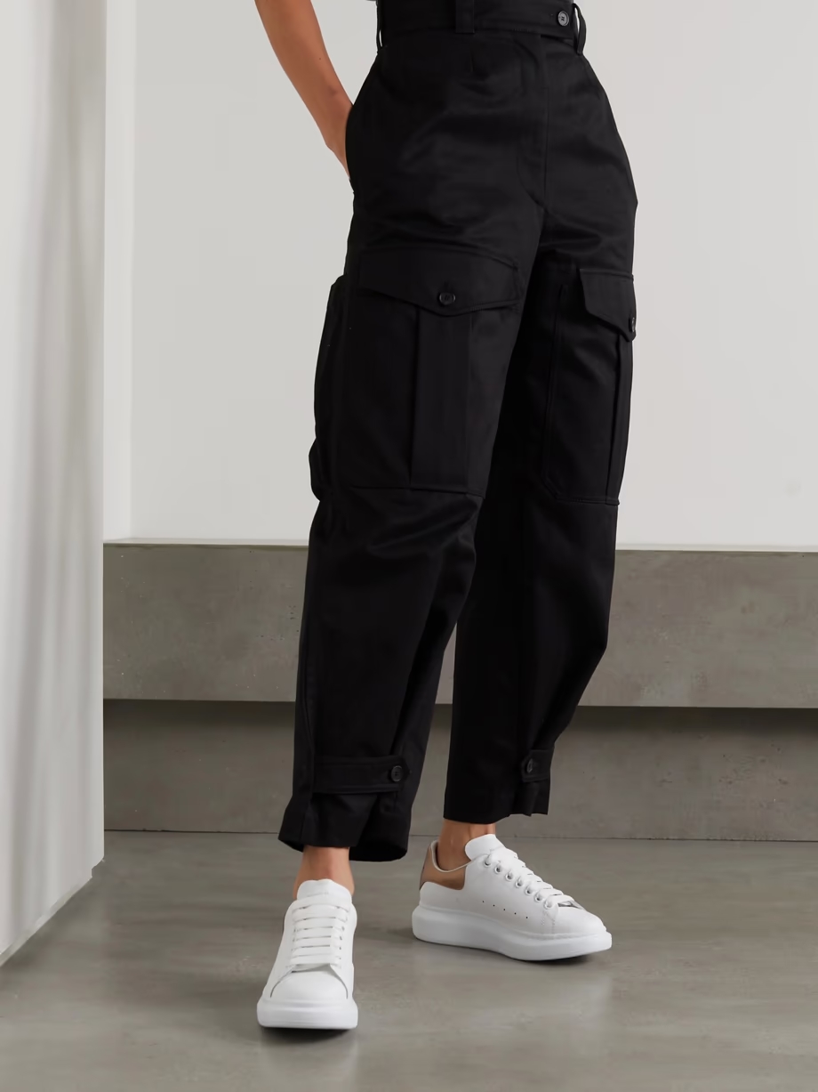 Metallic-trimmed leather exaggerated-sole sneakers Metallic-trimmed leather exaggerated-sole sneakers