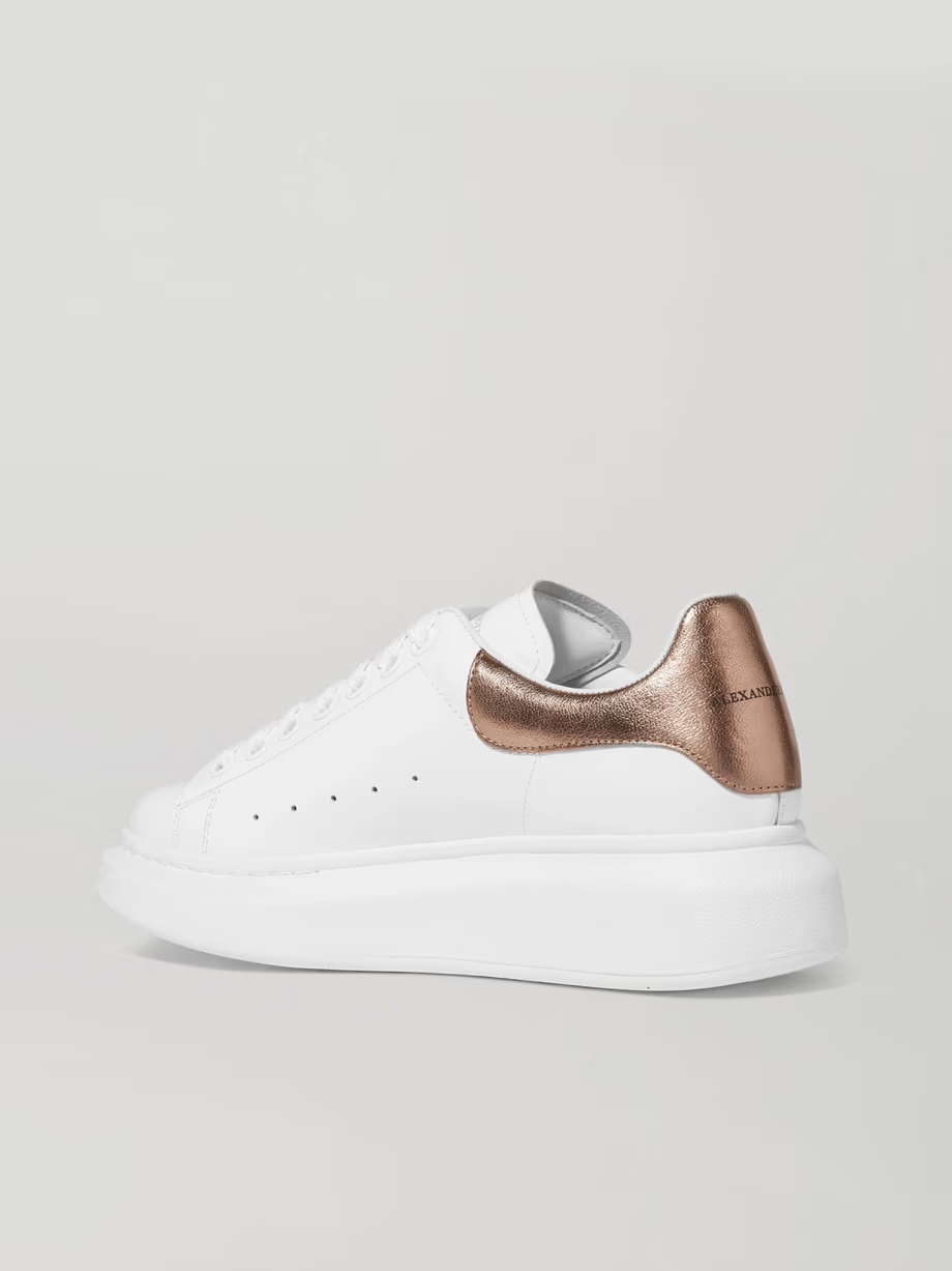 Metallic-trimmed leather exaggerated-sole sneakers Metallic-trimmed leather exaggerated-sole sneakers