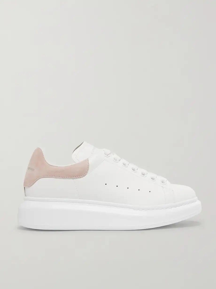 Suede-trimmed leather exaggerated-sole sneakers Suede-trimmed leather exaggerated-sole sneakers