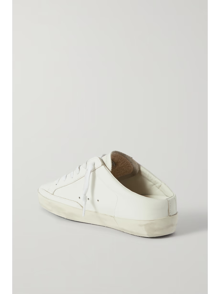Superstar Sabotfaux pearl-embellished distressed leather slip-on sneakers Superstar Sabotfaux pearl-embellished distressed leather slip-on sneakers