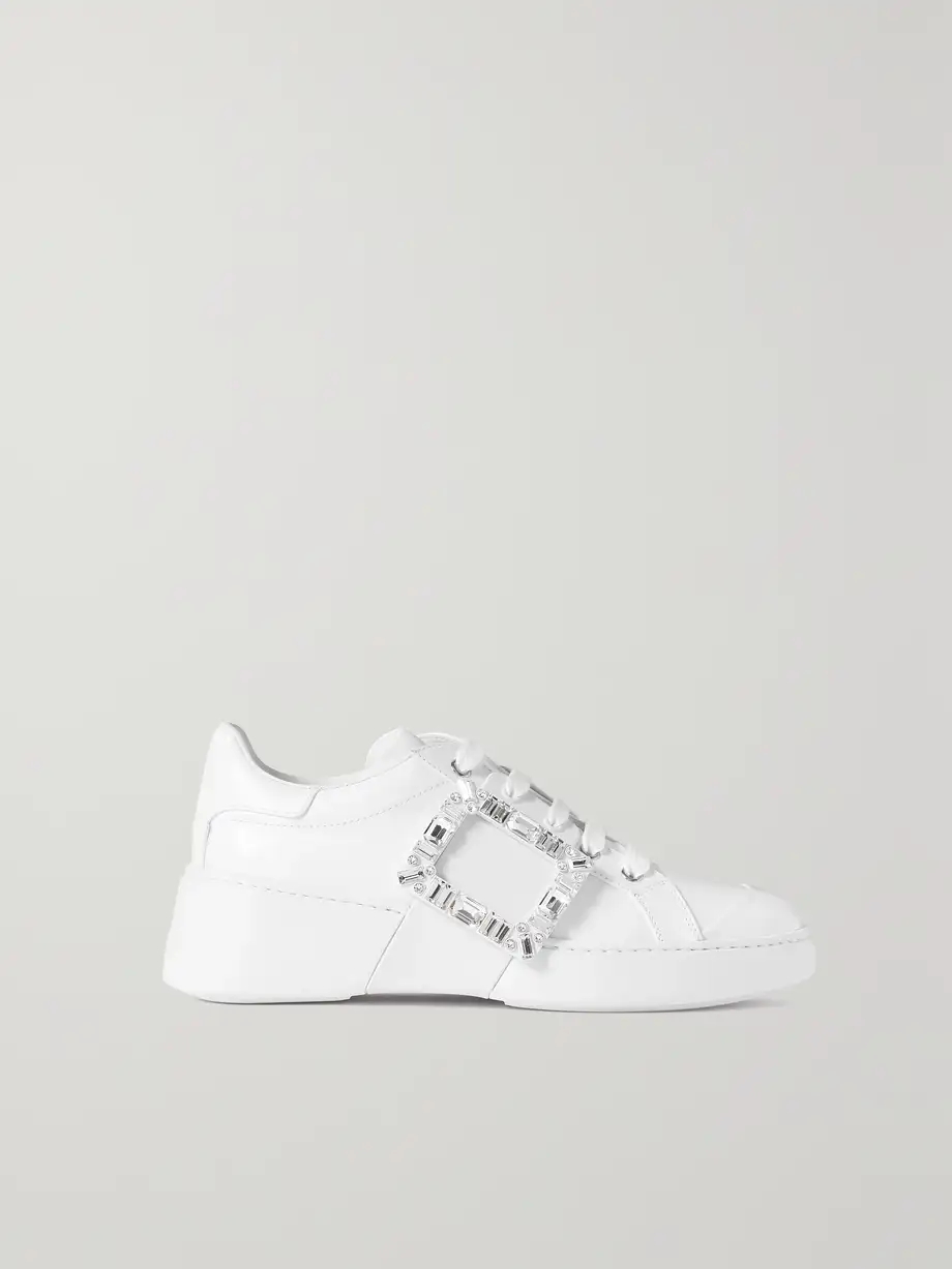 Viv Skate crystal-embellished rubber-trimmed leather sneakers Viv Skate crystal-embellished rubber-trimmed leather sneakers