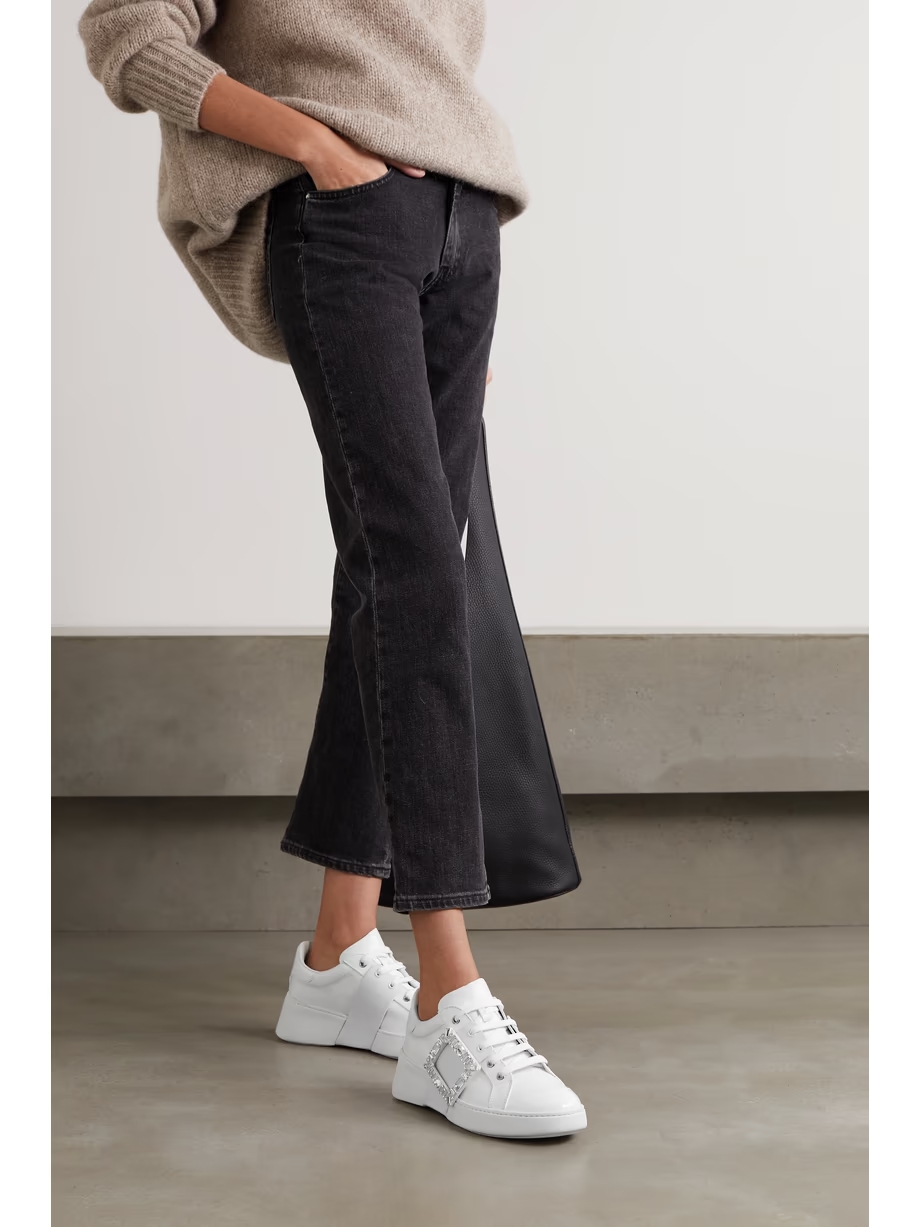 Viv Skate crystal-embellished rubber-trimmed leather sneakers Viv Skate crystal-embellished rubber-trimmed leather sneakers