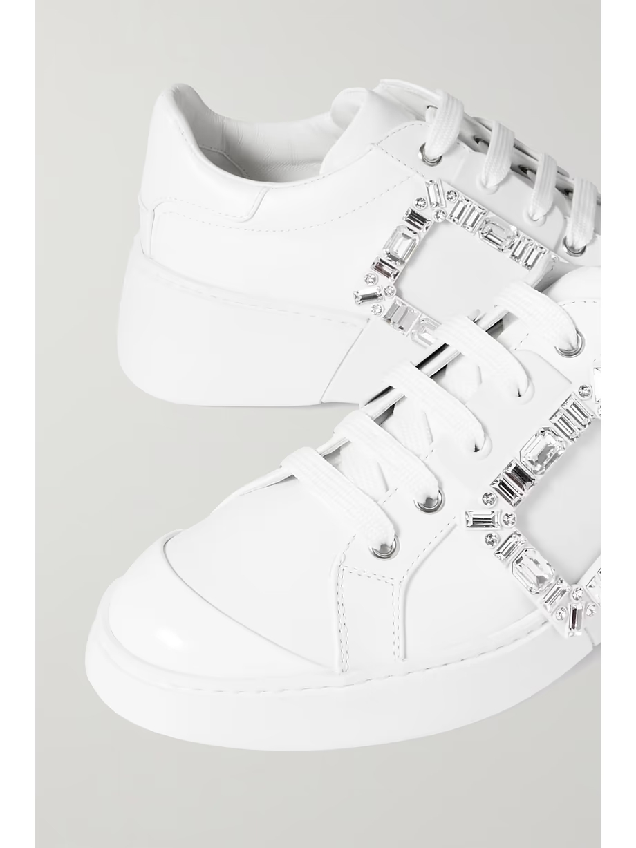 Viv Skate crystal-embellished rubber-trimmed leather sneakers Viv Skate crystal-embellished rubber-trimmed leather sneakers