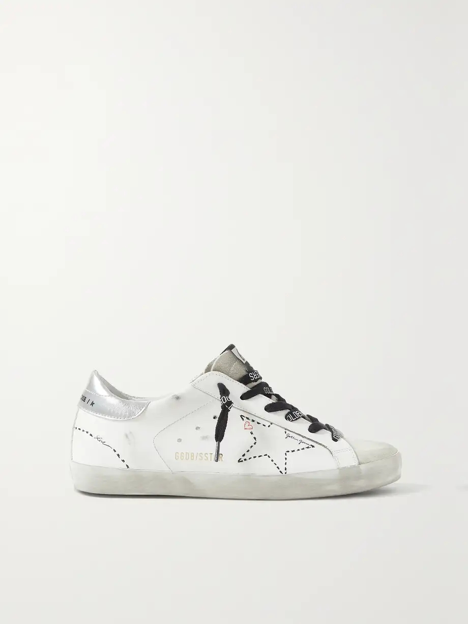 Superstar distressed leather and suede sneakers Superstar distressed leather and suede sneakers